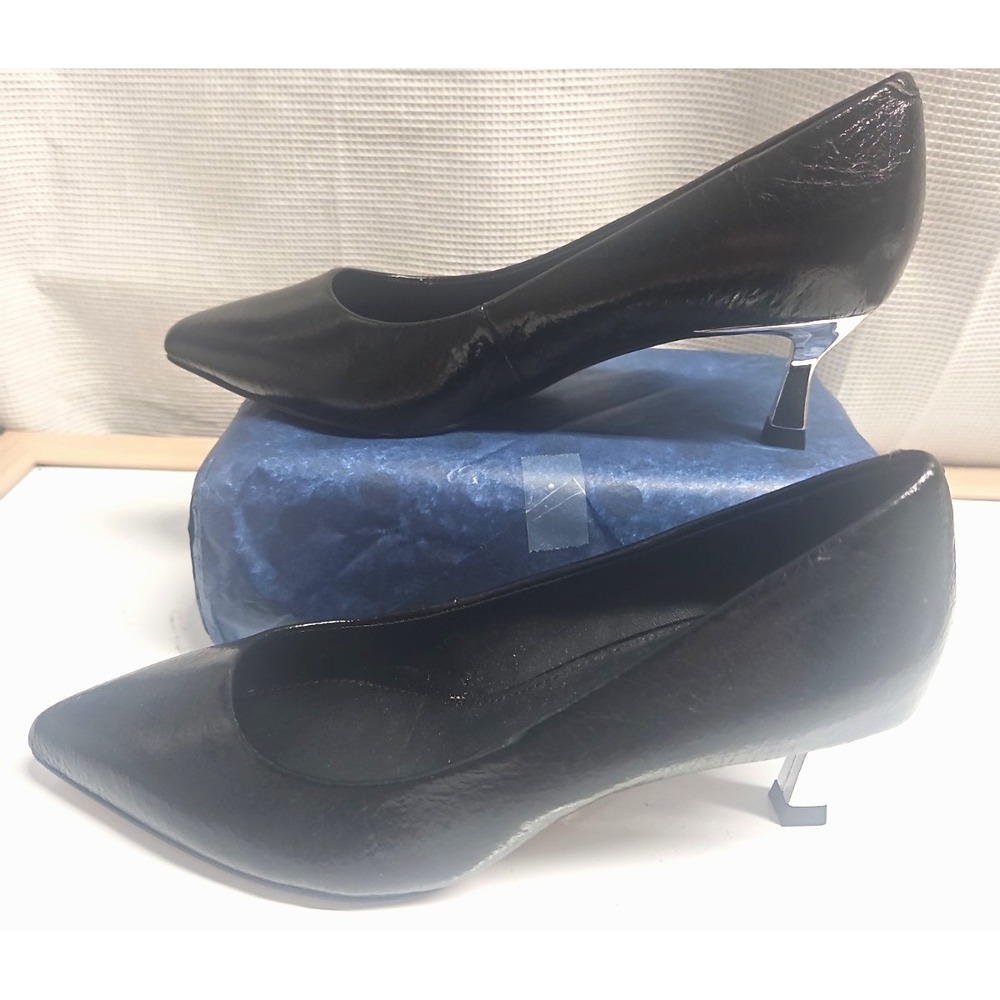Katy Perry The Golden Pump faux leather crystal kitten heel Black Women's US 6